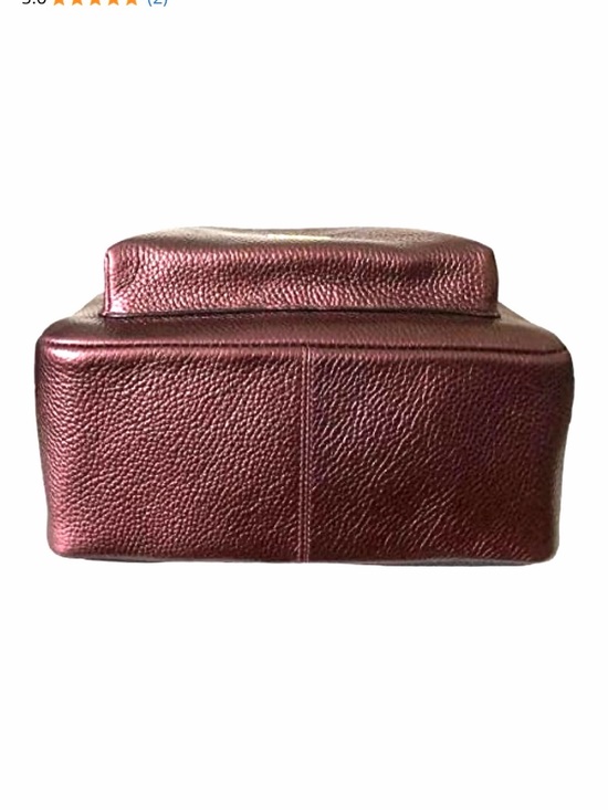 Coach EUC Charlie Metallic Wine Pebbled Leather medium Backpack with hang tag main image 13